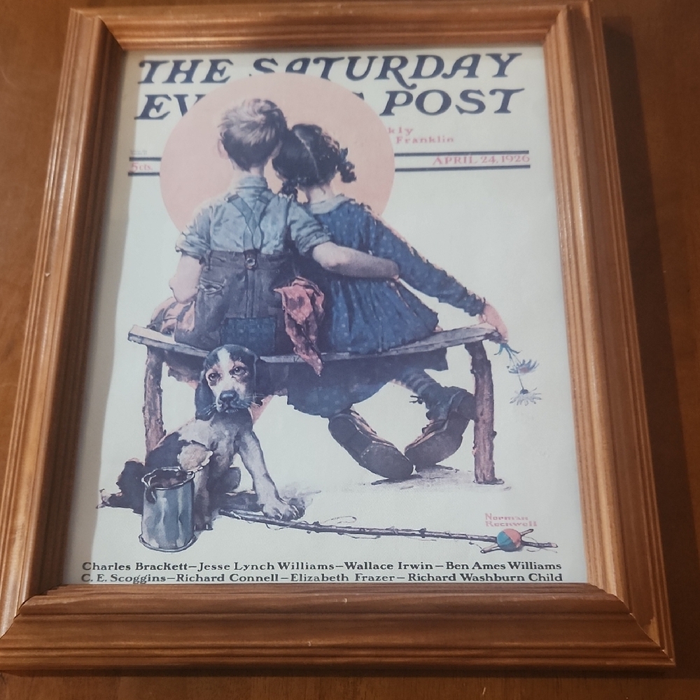 Norman Rockwell Saturday Evening Post Art with Brown Frame